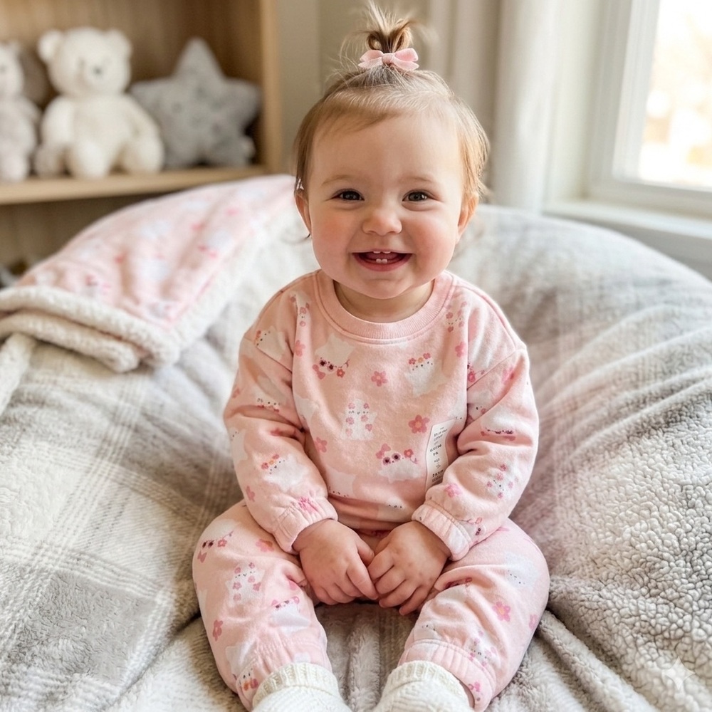 Old Navy Pink Ghost and Flower Pajama Set